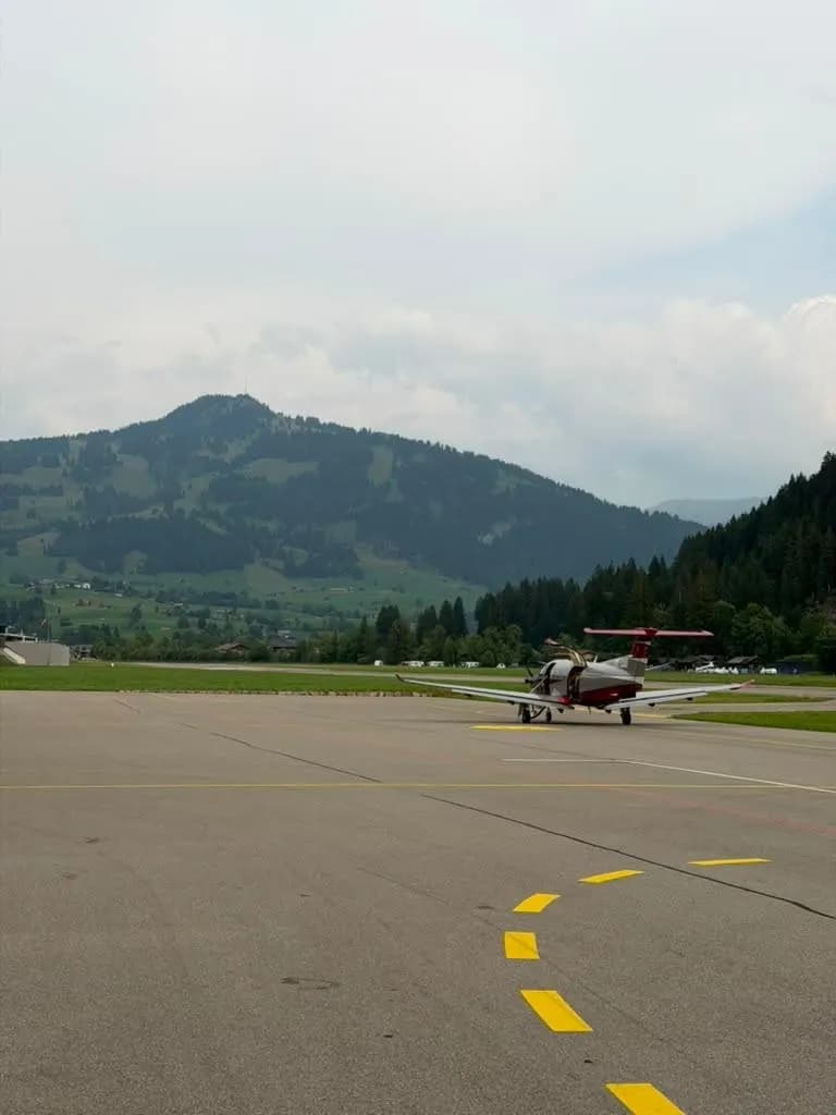 Turboprop on a mountain airfield