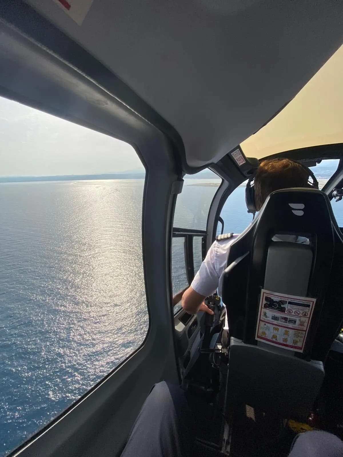 Sea view from a helicopter in flight