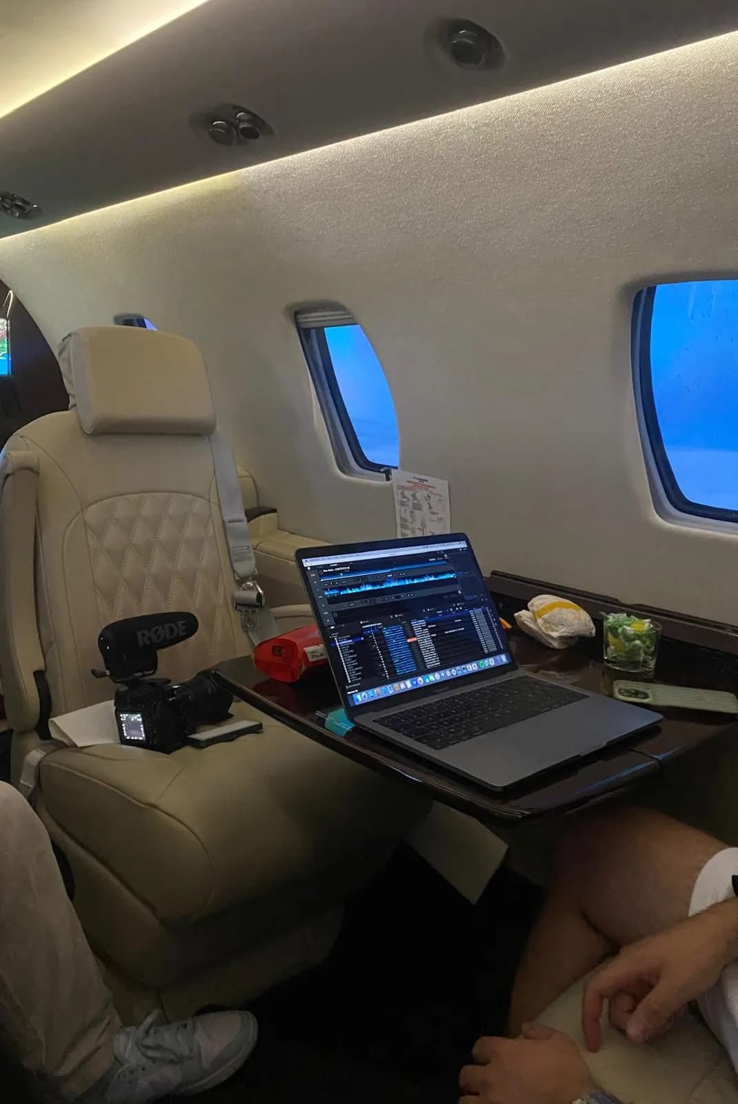 Laptop open on a cabin table