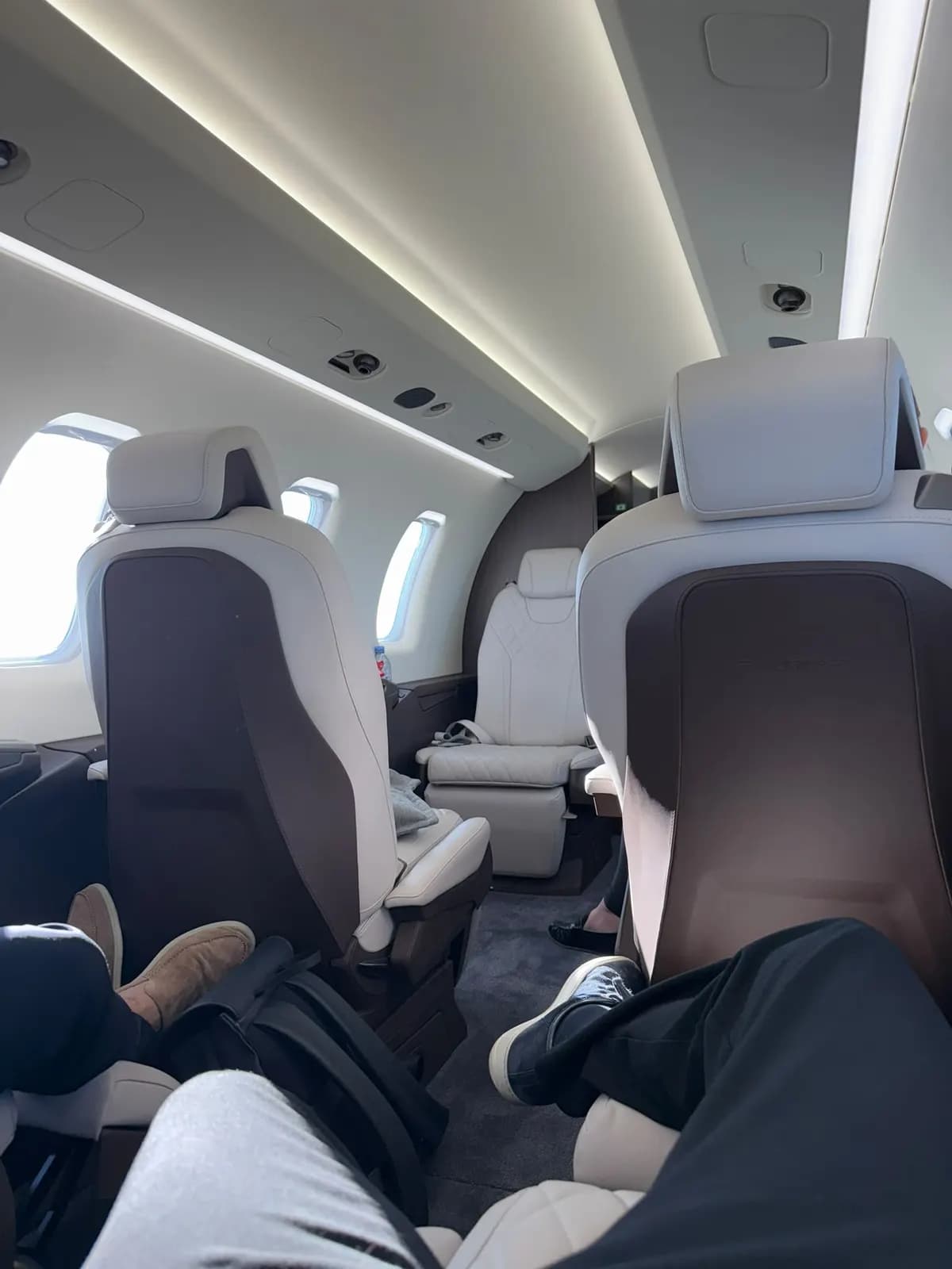 Passengers settled in the cabin