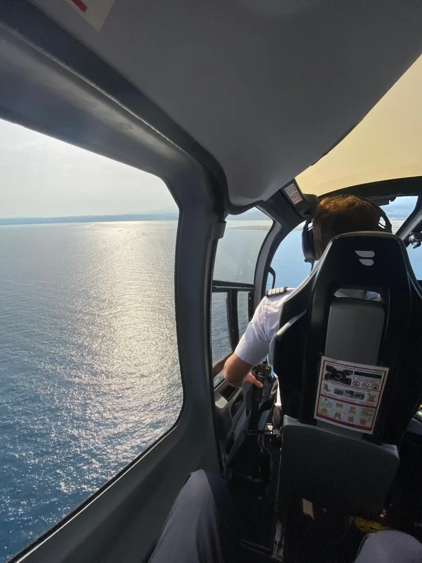 Sea view from a helicopter in flight